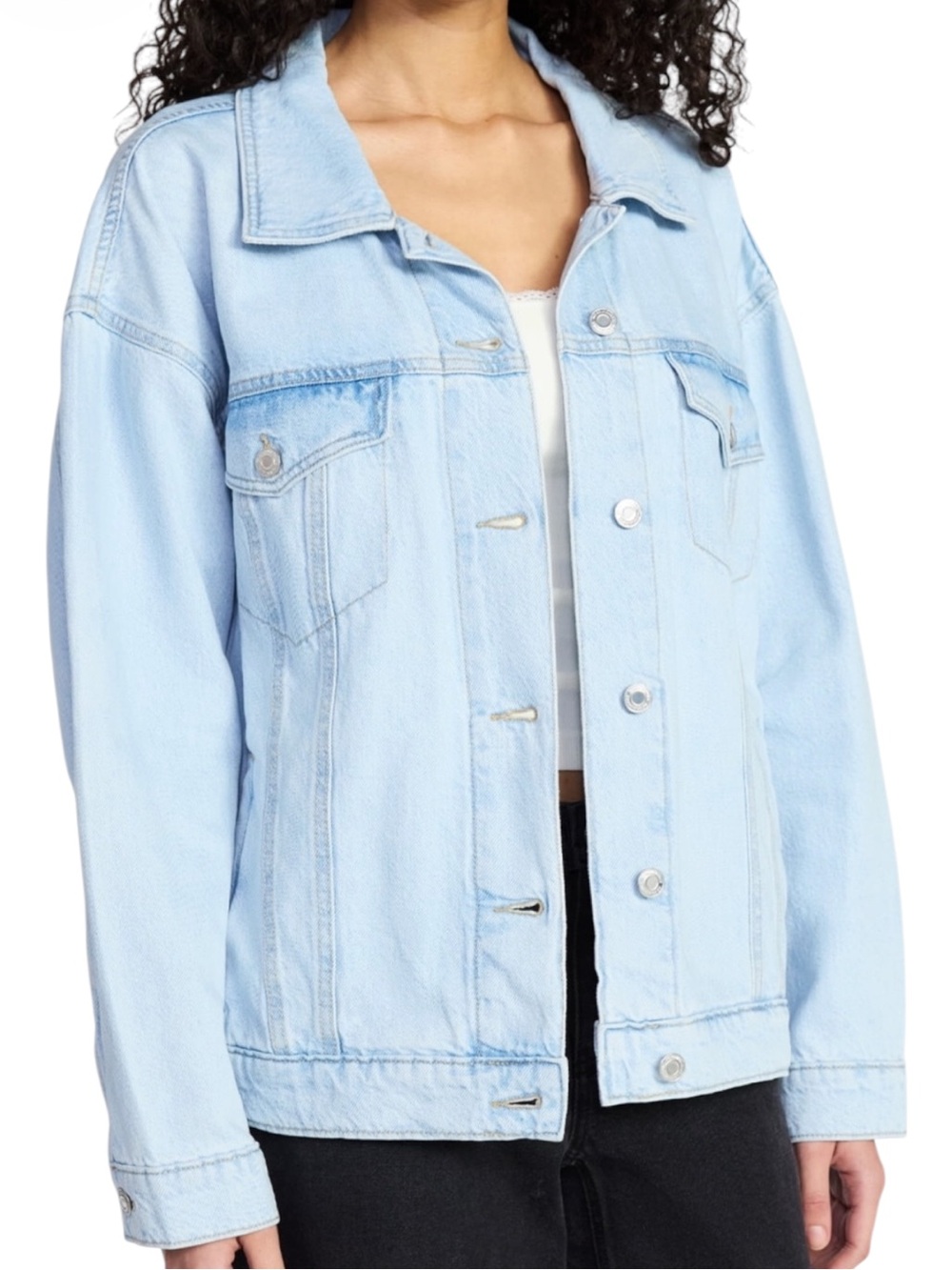 NO BOUNDARIES Super Light Wash Oversized Cotton Denim Jacket NWT